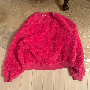 Neon Pink Sherpa Top Size M